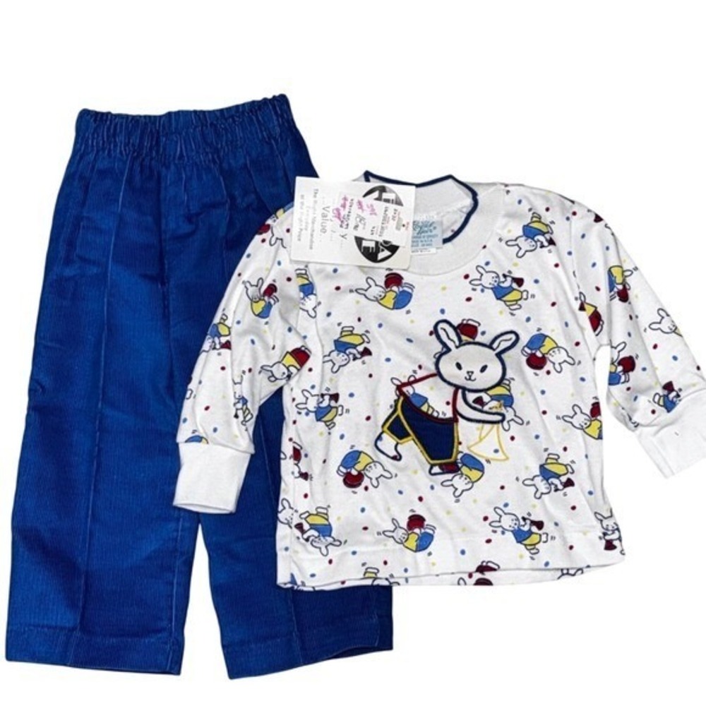 Vintage Royal Heir Bunny Corduroy Pants & Long Shirt Set Baby Boys 18M NWT